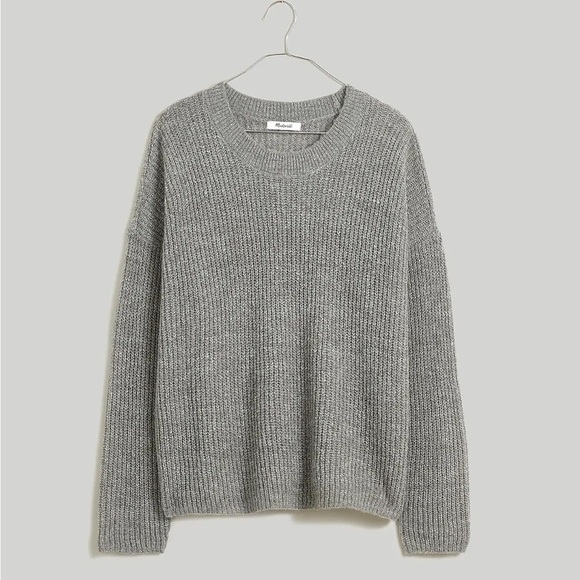 NWOT Madewell ribbed crewneck sweater heather pewter grey - Picture 5 of 7